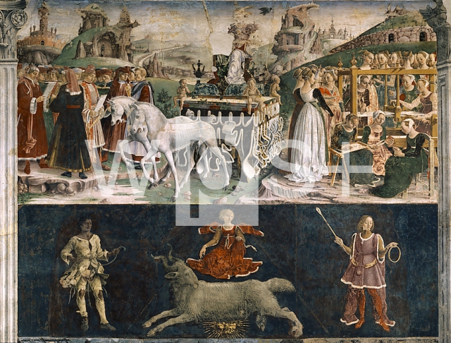 COSSA Francesco del｜月暦画：3月「ミネルヴァの凱旋」（部分）