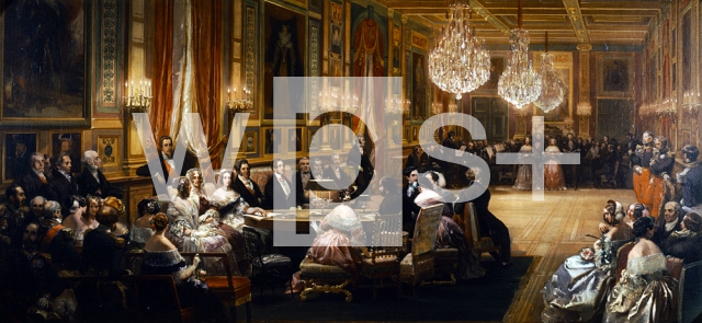 LAMI Eugene-Louis｜1843年9月4日、ヴィクトリア女王の為に催された、ドー城のギーズ家広間で行われた晩餐会