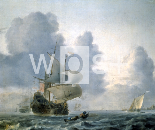 VAN DE VELDE Willem｜風に乗る軍艦と小舟