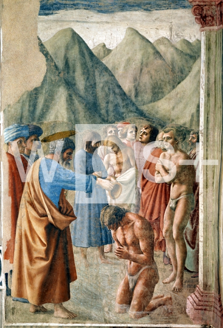 MASACCIO (Tommaso di ser Giovanni di Mone Cassai)｜洗礼を施す聖ペテロ