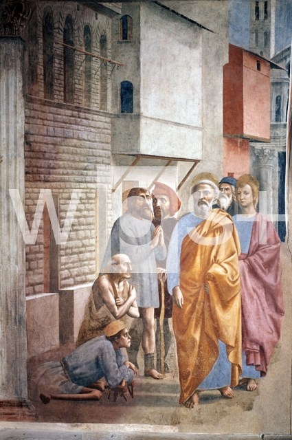 MASACCIO (Tommaso di ser Giovanni di Mone Cassai)｜己の影を投じて病者を癒す聖ペテロ