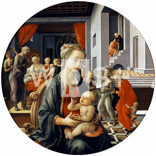 LIPPI Filippo｜聖母子とマリアの誕生の物語（トンド・ピッティ）