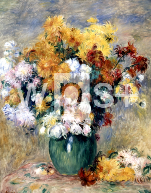RENOIR Pierre-Auguste｜花瓶の菊の花束