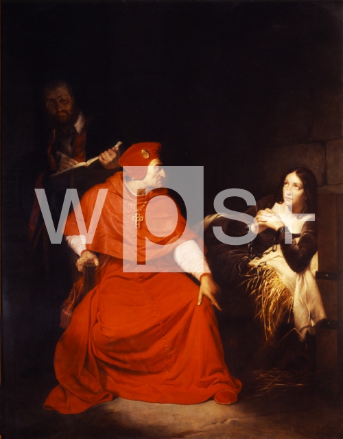 DELAROCHE Paul｜ウィンチェスターの枢機卿に監獄の中で尋問されるジャンヌ・ダルク