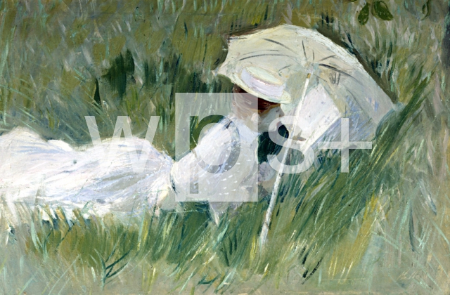 HELLEU Paul｜草の上に横たわるエルー夫人