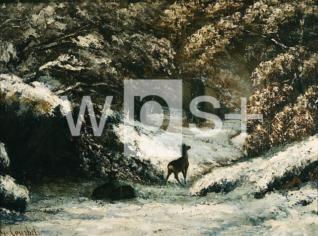 COURBET Gustave｜冬の鹿の雑木林