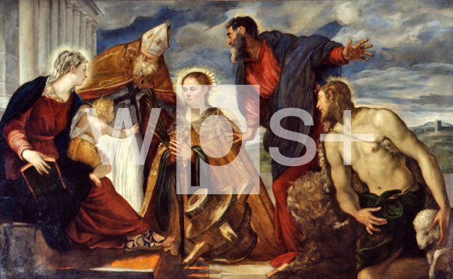 TINTORETTO (Jacopo Robusti)｜聖母子と聖カテリーナと聖アウグスティヌスと聖マルコと洗礼者聖ヨハネ