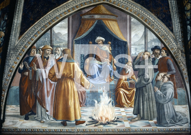 GHIRLANDAIO Domenico｜アシッジの聖フランチェスコの生涯：スルタンの前での火の証