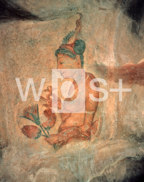 ｜シギリヤ遺跡、壁画「雲上散華供養する貴婦人」