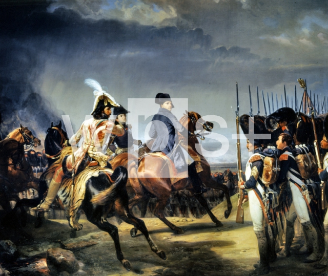 VERNET Horace｜1806年10月14日、イエナの戦いを前に関兵するミュラ将軍とベルティエ将軍を従えたナポレオン