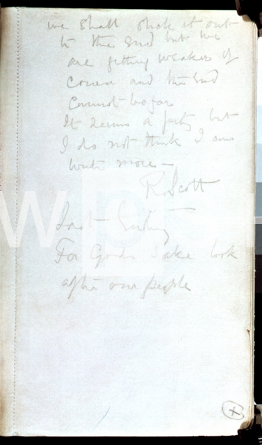 ｜スコットの日記の最後のページ、1912年3月29日