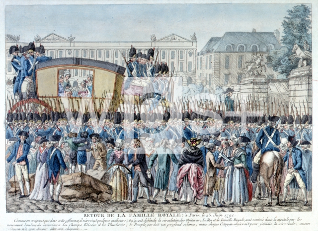 ｜パリに帰還する国王一家、1791年6月25日