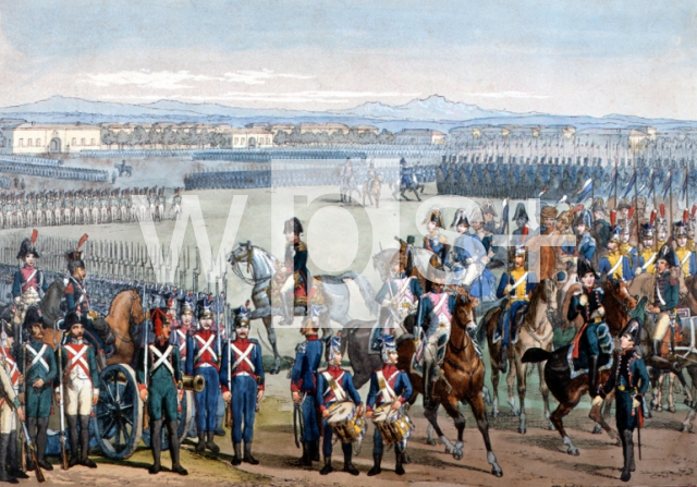 ｜イタリア軍とボーランド軍の観兵式にのぞんだナポレオン、1805年6月10日
