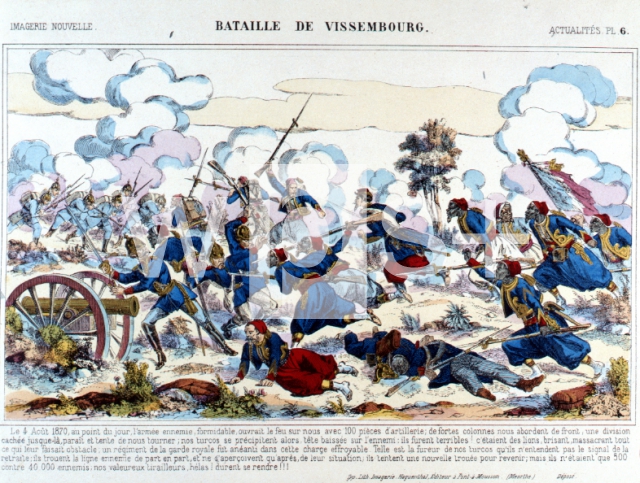 ｜ドイツ・シュバイエル西南方にワイセンブルクにおける両軍の交戦、1870年8月4日