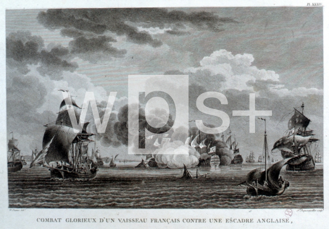 ｜地中海で戦っているフランスとイギリス艦隊、1709年