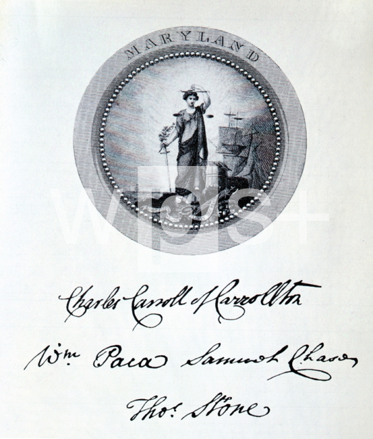 ｜メリーランド州の紋章と代表者のサイン
