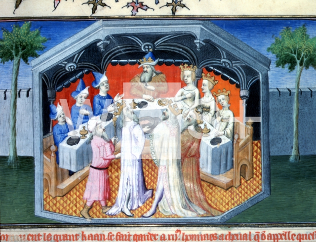 ｜ペキンの宮廷で皇帝フビライ・ハンに謁見するニッコロとマッフェオ・ポーロ