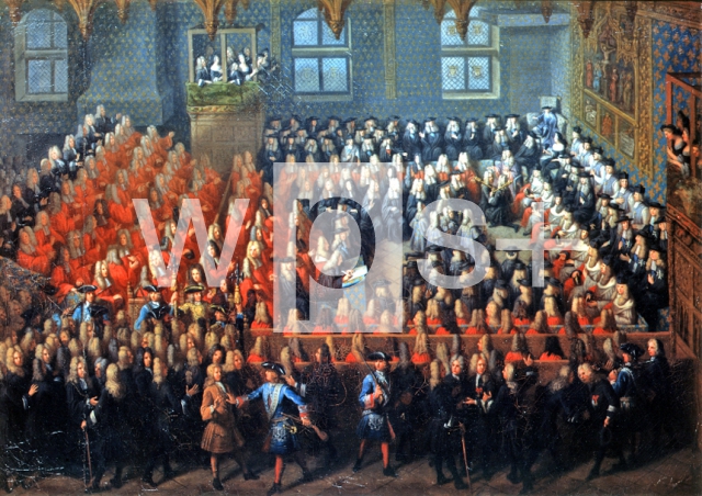 DUMENIL Louis-Michel｜ルイ15世の為に行われた王位継承会議の様子、1715年9月12日