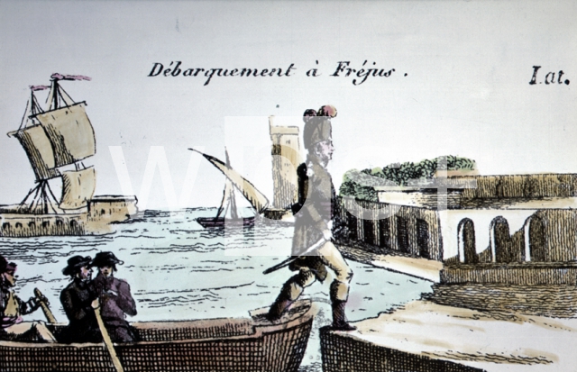 ｜第2次対仏同盟の報を受け急遽エジプトを脱出し、南フランスの港町フレジュスに着いたナポレオン、1799年