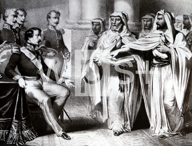 ｜アブド・アルカーディルに自由を与えるフランス共和国君主ルイ・ナポレオン、1852年1月16日、アンボワーズ城にて