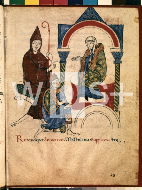 ｜クリュニー大修道院長とトスカナ女伯の前で跪くハインリヒ4世