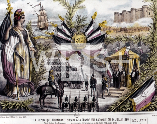 ｜大祭の祝典を主宰する共和国「フリジア帽の急進派共和国」、1880年7月14日