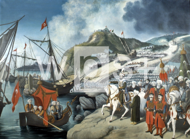 ｜金角湾に舟を出すスルタン・メフメト2世、1453年