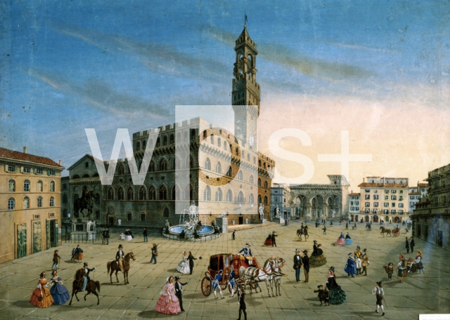｜19世紀のシニョーリア広場、フィレンツェ