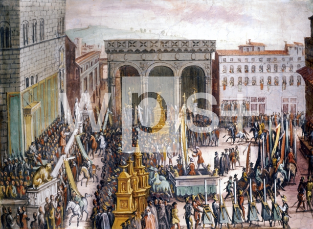 STRADANO Giovanni (Jan Van der Straet)｜フィレンツェ、シニョーリア広場に於ける贈呈の祭り