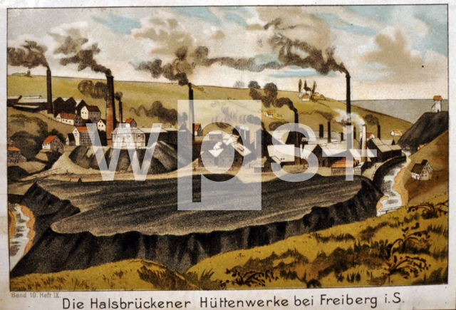 ｜シュトゥットガルト近くのフライベルクにあるハルスブルッケネル治金工場、1880年