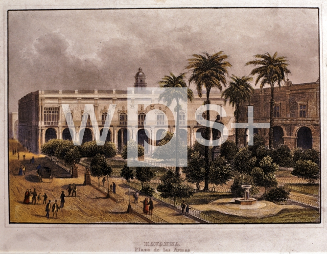 ｜ハバナのロス・アルマス広場、1850年