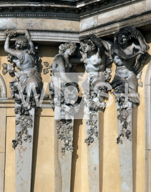 KNOBELSDORFF Georg Wenzeslaus von｜サンスーシ宮殿の外観の男女人像柱（部分）