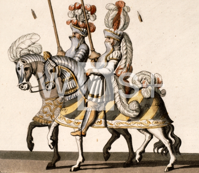 ｜騎馬試合の装具をつけたドイツの騎士のパレード（部分）