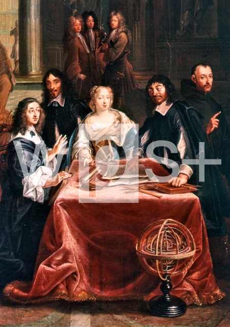 DUMESNIL Pierre Louis｜デカルトと学者に囲まれるスウェーデン女王クリスティーナ