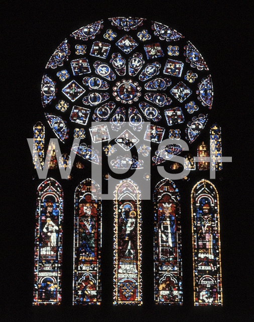 ｜ノートルダム大聖堂 (シャルトル)の北袖廊のバラ窓と5連窓