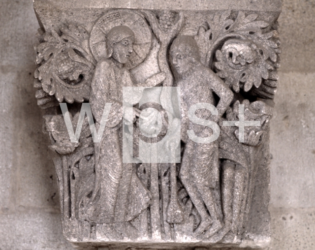 ｜サン・ラザール大聖堂の聖堂僧会堂の内陣旧在の柱頭「神とカイン」
