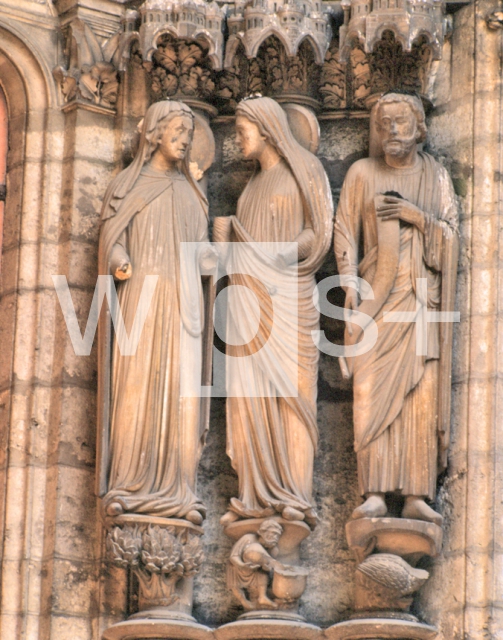 ｜ノートルダム大聖堂 (シャルトル)の北袖廊扉口「マリアの訪問と予言者ダニエル」