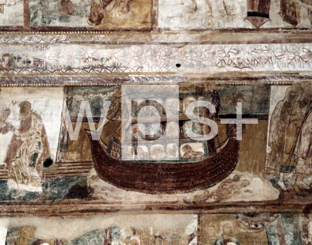 ｜サン＝サヴァン・シュル・ガルタンプ修道院教会の身廊穹窿フレスコ「ノアの方舟」
