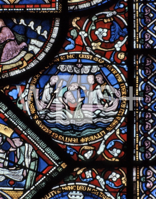 ｜カンタベリー大聖堂の聖堂コロナのステンドグラス「ヨナを呑む大魚」