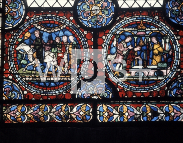 ｜カンタベリー大聖堂の聖堂コロナのステンドグラス「カンタベリーへ向かう巡礼者」と「トーマス・ベケットの聖堂で祈る巡礼者」