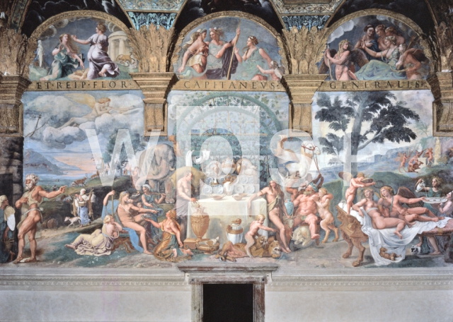 ROMANO Giulio｜パラッツォ・テのアモールとプシキケの間の南壁「高尚の饗宴」