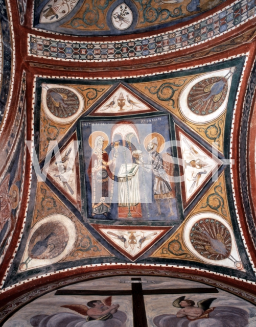 ｜アナーニ大聖堂のクリプタの第21穹窿のフレスコ「アブラハムとメルキゼデクが捧げ物をし、キリストの到来を予示している場面」