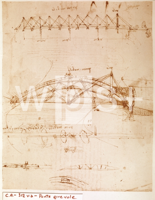 LEONARDO DA VINCI｜ダ・ヴィンチの自筆原稿「旋回橋の図面」の建設の説明