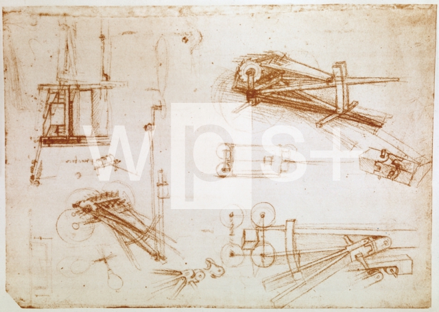 LEONARDO DA VINCI｜ダ・ヴィンチの自筆原稿「大砲運搬車の図面」