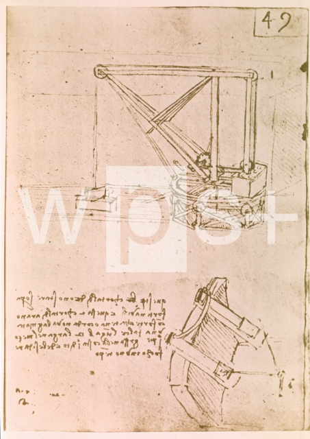 LEONARDO DA VINCI｜ダ・ヴィンチの自筆原稿「回転クレーンの原理と製作図面」