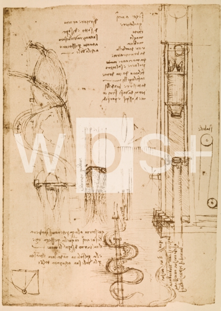 LEONARDO DA VINCI｜ダ・ヴィンチの自筆原稿「抗打ち機のげんりと製作について描いてる図面」