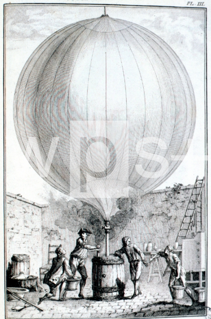 ｜パリに於ける熱気球の実験、1790年頃