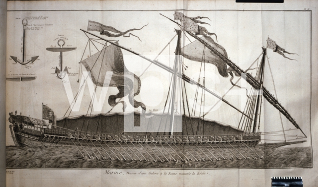 DIDEROT Denis & D’ALEMBERT Jean Le Rond｜海洋：皇室指定のガレー船のデザイン（百科全書より）