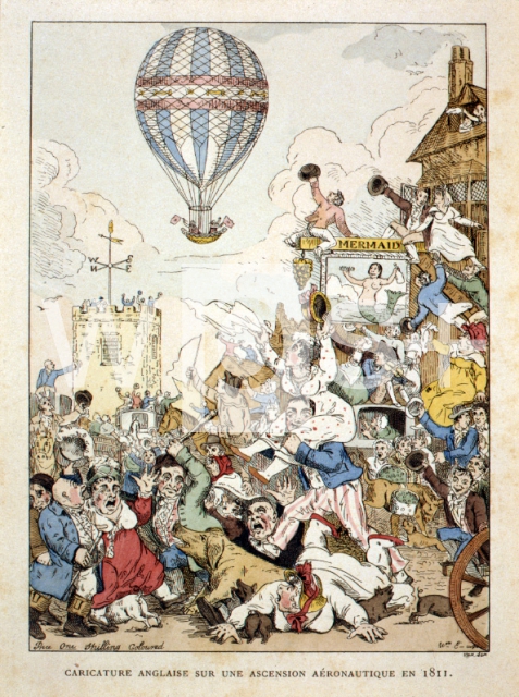 ｜気球飛行を描いたイギリスの風刺画、1811年