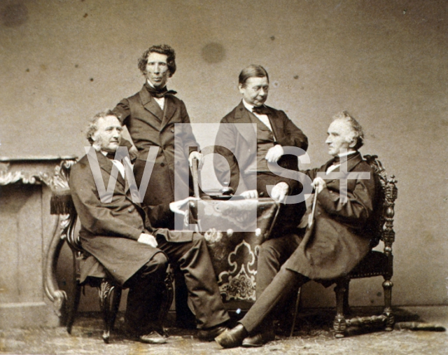 ｜リービッヒのカード仲間と共に、フリードリヒ・ヴェーラー、ハインリヒ・バフ、ヘルマン・コップ、1865年